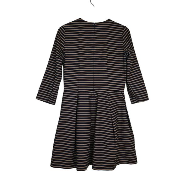 GAP Womens 6 Fit and Flare Navy Camel Striped Dress - Picture 2 of 11